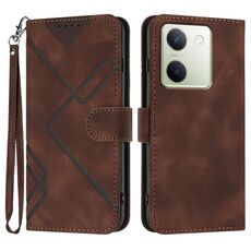 Per vivo Y100 5G Global Line Pattern Skin Feel Custodia in pelle per telefono (caffè)
