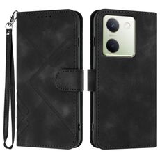 Custodia in pelle per vivo Y100 5G Global Line Pattern Skin Feel (nera)