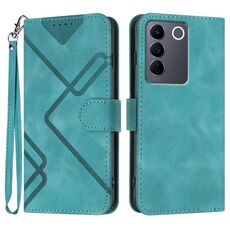 Per vivo V27 5G Global/V27 Pro 5G Global Line Pattern Skin Feel Custodia in pelle per telefono (azzurro)