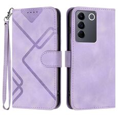 Per vivo V27 5G Global/V27 Pro 5G Global Line Pattern Skin Feel Custodia in pelle per telefono (viola chiaro)