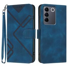 Per vivo V27 5G Global/V27 Pro 5G Global Line Pattern Skin Feel Custodia in pelle per telefono (Royal Blue)