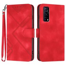 Per vivo Y72 5G/iQOO Z3/Y52 5G Line Pattern Skin Feel Custodia in pelle per telefono(Rosso)
