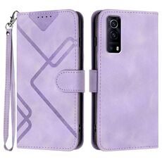 Per vivo Y72 5G/iQOO Z3/Y52 5G Line Pattern Skin Feel Custodia in pelle per telefono (viola chiaro)