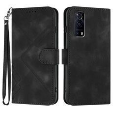 Per vivo Y72 5G/iQOO Z3/Y52 5G Line Pattern Skin Feel Custodia in pelle per telefono (Nero)
