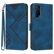 Custodia in pelle per vivo Y72 5G/iQOO Z3/Y52 5G con motivo a linee (blu reale)