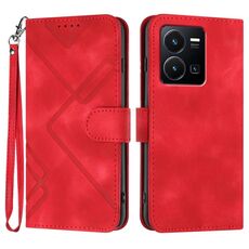 Per vivo Y35 4G Global/Y22s 4G Global Line Pattern Skin Feel Custodia in pelle per telefono(Rosso)