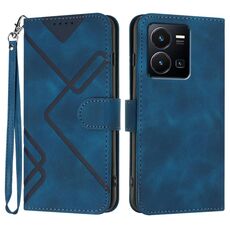 Per vivo Y35 4G Global/Y22s 4G Global Line Pattern Skin Feel Custodia in pelle per telefono (Royal Blue)