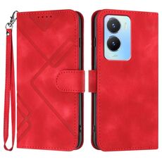 Per vivo Y02s 4G Global Line Pattern Skin Feel Custodia in pelle per cellulare (rossa)