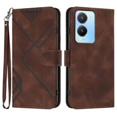 Per vivo Y02s 4G Global Line Pattern Skin Feel Custodia in pelle per telefono (caffè)