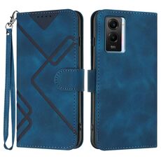 Per vivo iQOO U5e 5G/Y30 5G/Y33e 5G Custodia per telefono in pelle con motivo a linea Skin Feel (Royal Blue)