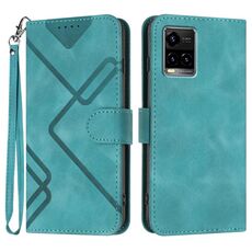 Custodia in pelle per vivo Y33s 4G Global/Y21/Y21s/Y21t con motivo a linee (blu chiaro)
