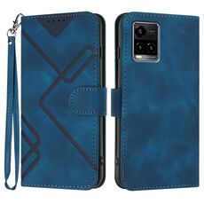 Custodia in pelle per vivo Y33s 4G Global/Y21/Y21s/Y21t con motivo a linee (blu reale)