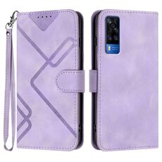 Per vivo Y53s 4G/Y51a/Y33 4G Line Pattern Skin Feel Custodia in pelle per telefono (viola chiaro)