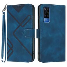 Custodia in pelle per vivo Y53s 4G/Y51a/Y33 4G con motivo a linee (blu reale)