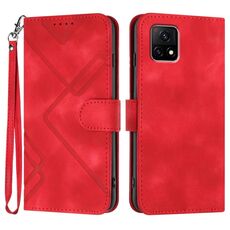 Custodia in pelle per vivo Y72 5G India Line Pattern Skin Feel (rossa)