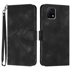 Custodia in pelle per vivo Y72 5G India Line Pattern Skin Feel (nera)