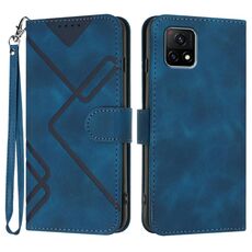 Per vivo Y52s 5G/iQOO U3/Y31s 5G Line Pattern Skin Feel Custodia in pelle per telefono (Royal Blue)