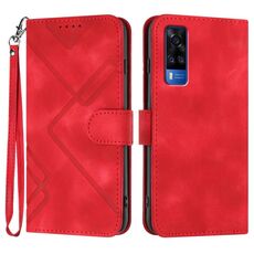 Custodia per telefono in pelle per vivo Y51 2020 India/Y31 4G India Line Pattern Skin Feel (Rosso)