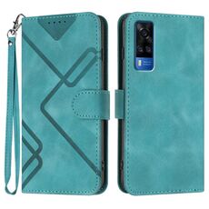 Custodia in pelle per vivo Y51 2020 India/Y31 4G India Line Pattern Skin Feel (azzurro)