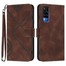 Custodia in pelle per vivo Y51 2020 India/Y31 4G India Line Pattern Skin Feel (caffè)