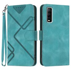 Per vivo Y70s Line Pattern Skin Feel Custodia in pelle per telefono (azzurro)