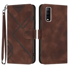Per vivo Y70s Line Pattern Skin Feel Custodia in pelle per telefono (caffè)