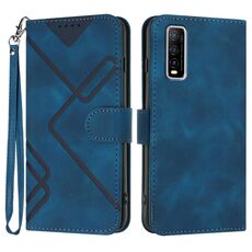 Custodia in pelle per vivo Y70s Line Pattern Skin Feel (blu reale)