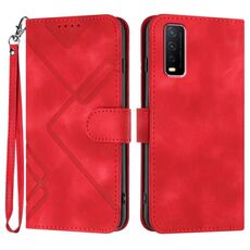 Per vivo Y30 4G Global Line Pattern Skin Feel Custodia in pelle per cellulare (rossa)