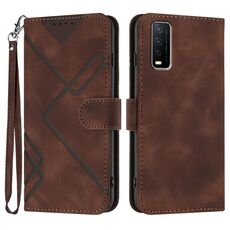 Per vivo Y30 4G Global Line Pattern Skin Feel Custodia in pelle per telefono (caffè)