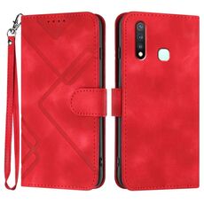 Per vivo Y19/U3/Y5s/Z5i/U20 Custodia in pelle con motivo a linee Skin Feel (Rosso)