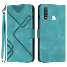 Per vivo Y19/U3/Y5s/Z5i/U20 Custodia in pelle con motivo a linee Skin Feel (azzurro)