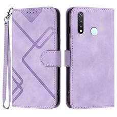 Per vivo Y19/U3/Y5s/Z5i/U20 Custodia in pelle con motivo a linee Skin Feel (viola chiaro)