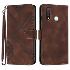 Per vivo Y19/U3/Y5s/Z5i/U20 Custodia in pelle con motivo a linee Skin Feel (caffè)