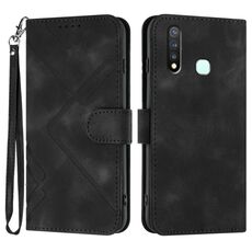 Custodia in pelle per vivo Y19/U3/Y5s/Z5i/U20 con motivo a linee Skin Feel (nero)