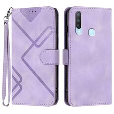 Per vivo Y17/Y15/Y12/Y11 Custodia in pelle con motivo a linee Skin Feel (viola chiaro)