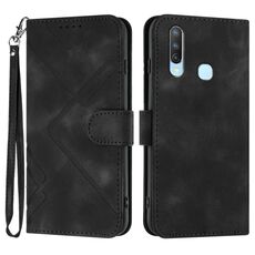 Custodia in pelle per vivo Y17/Y15/Y12/Y11 con motivo a linee Skin Feel (nera)