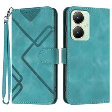 Per vivo Y27 4G Global Line Pattern Skin Feel Custodia in pelle per telefono (azzurro)