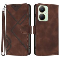 Per vivo Y27 4G Global Line Pattern Skin Feel Custodia in pelle per telefono (caffè)