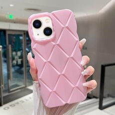 Custodia per telefono antiurto con vernice metallizzata Diamond Lattice per iPhone 14 Plus (rosa)