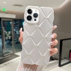 Custodia per telefono antiurto con vernice metallizzata Diamond Lattice per iPhone 14 Pro Max (bianco)