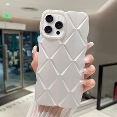 Per iPhone 15 Pro Custodia per telefono antiurto con vernice metallizzata Diamond Lattice Skin Feel a copertura totale (Bianco)