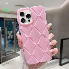 Custodia per telefono antiurto con vernice metallizzata Diamond Lattice per iPhone 15 Pro Max (rosa)