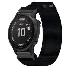 Per cinturino per orologio Garmin Fenix 6S da 20 mm in nylon con chiusura a strappo (nero)