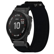 Per cinturino per orologio Garmin Fenix 6S Pro da 20 mm in nylon con chiusura a strappo (nero)