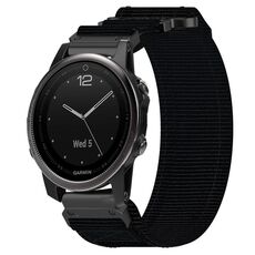 Per cinturino per orologio Garmin Fenix 5S da 20 mm in nylon con chiusura a strappo (nero)