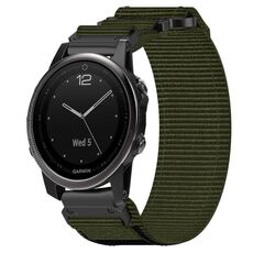 Per cinturino per orologio Garmin Fenix 5S Plus da 20 mm in nylon con chiusura a strappo (verde militare)