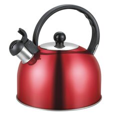 Bollitore per fornello a gas con fornello a induzione emisferico con fischio emisferico in acciaio inossidabile addensato, capacità: 3 litri rosso