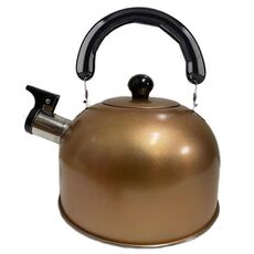 Bollitore per fornello a gas con fornello a induzione emisferico con fischio emisferico in acciaio inossidabile addensato, capacità: 2 litri, oro