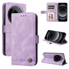 Per Xiaomi 14 Custodia per telefono in pelle con bottoni in metallo Ultra Skin Feel Life Tree (viola)