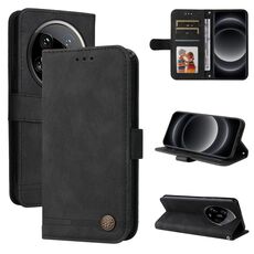 Per Xiaomi 14 Custodia per telefono in pelle con bottoni in metallo Ultra Skin Feel Life Tree (nera)